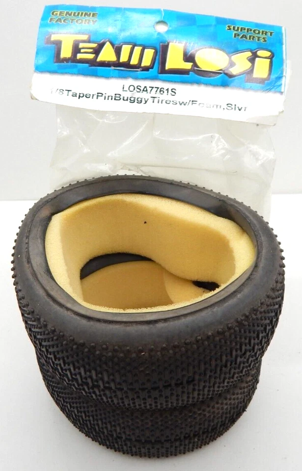 Vtg Team LOSI LOS7761S RC Tires 1/8 Scale Buggy Off Road Taper Pin Silver FOAM - Image 2 of 4