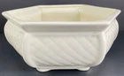 Haeger Quilted Hexagon Planter Off White Gardenhouse USA 3.5H x8"W Vintage MCM