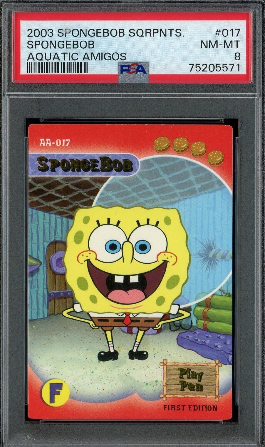 2003 UD Spongebob Squarepants Aquatic Amigos Swollen Gold Rare Card PSA 6  AA-084