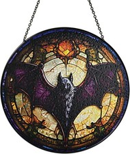 Bat Stained Glass Window Hanging Suncatcher Indoor Gift for Women Halloween Gift