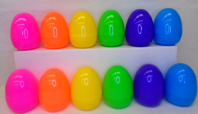 12 Jumbo Easter Eggs Bright Neon Colors Hinged 3.75''