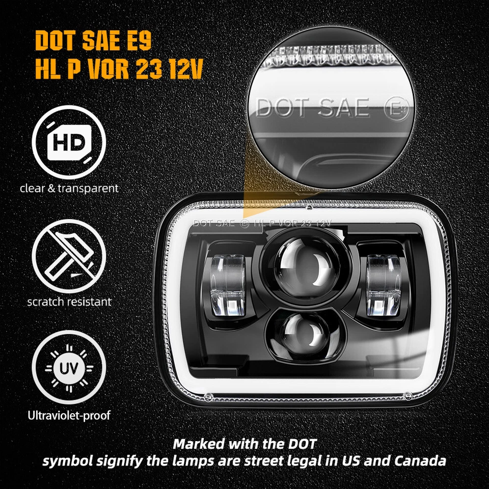 2PCS For GMC Safari C6500 C7500 C8500 Topkick 7x6" LED Headlights Hi/Lo DRL Beam - Image 4 of 4