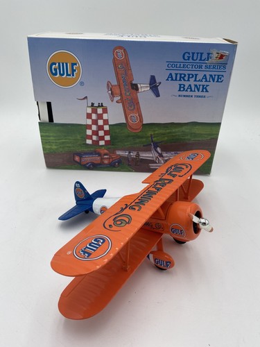 Vintage Gulf Collector Series Airplane #3 Bank Bi Plain Spec Cast 1993 with Box