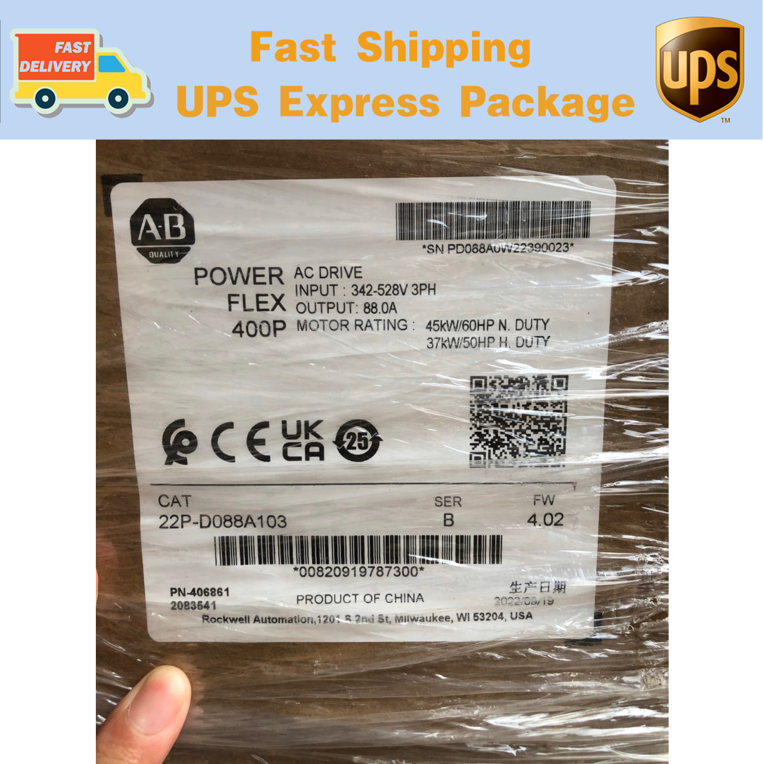 22P-D088A103 NEW Sealed 22P-D088A103 PowerFlex 400P Free Expedited Shipping