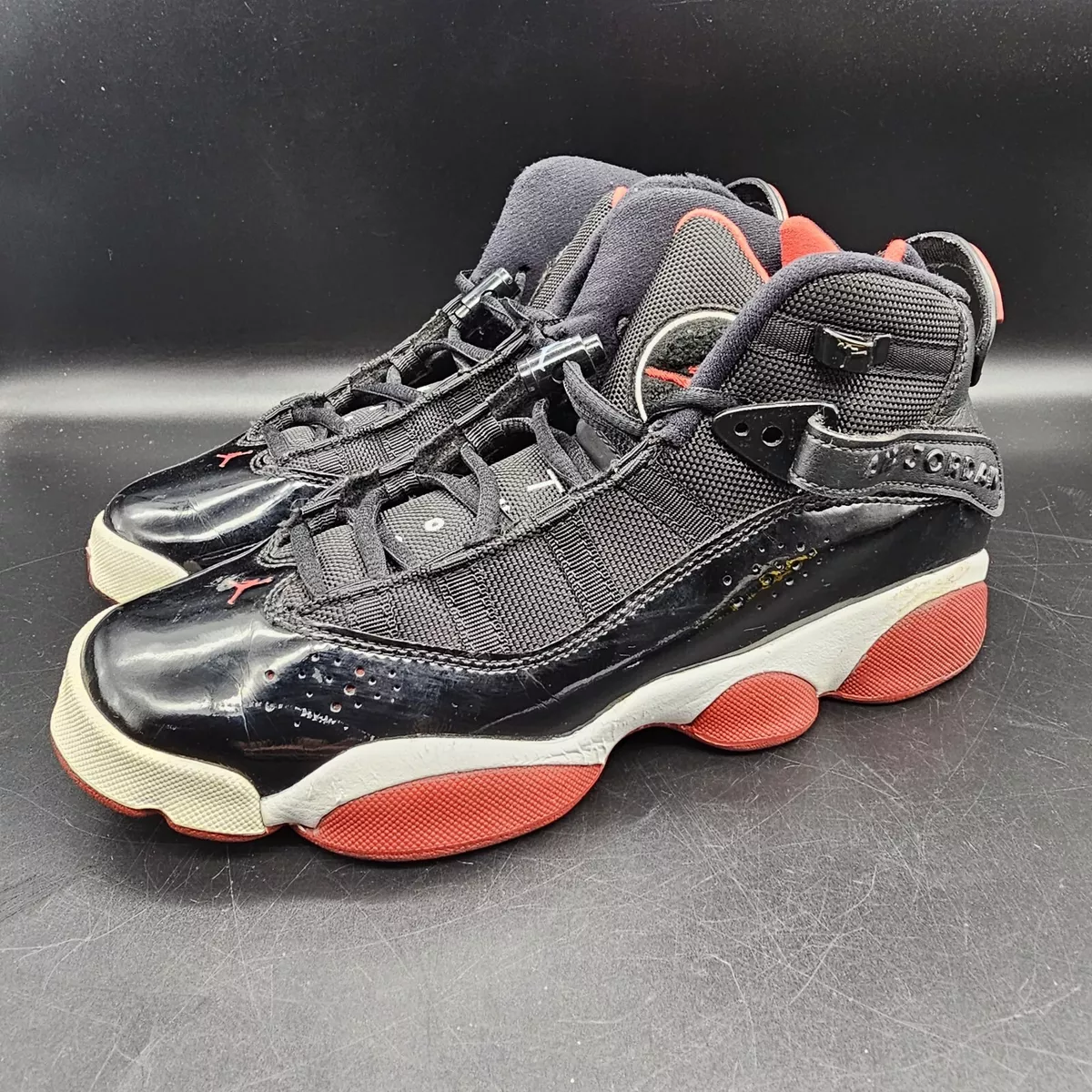 Nike Air Jordan 6 Rings GS Black Varsity Red Bred 323419 062 Size