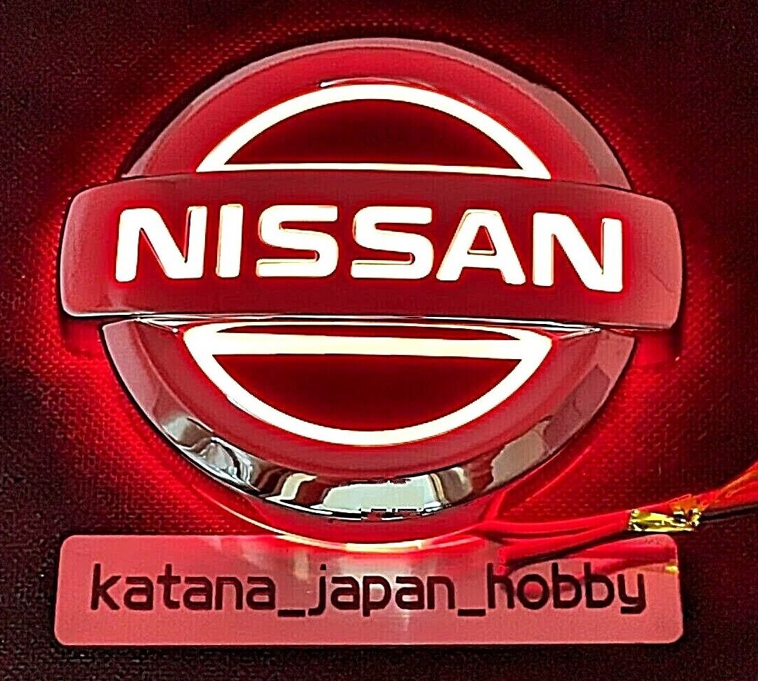 Nissan LED 5D Emblem Logo 117mm*100mm (about 4.61 in*3.94 in) Red  