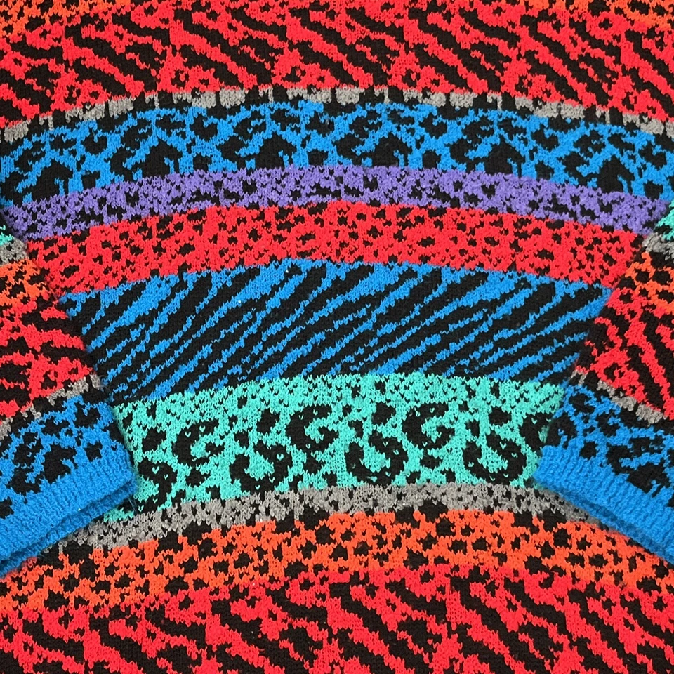 Vintage 80s Gitano Plus Colorful Knit Mock Neck Sweater Women’s Size 42/22W - Image 2 of 4