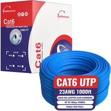 1000ft Blue CAT6 Ethernet Cable 23AWG UTP Solid CCA with Pull Box