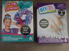 NEW LOT of 2 DIY kids craft kits TIE DYE HAIR SCRUNCHIE  NAIL ART DESIGNS