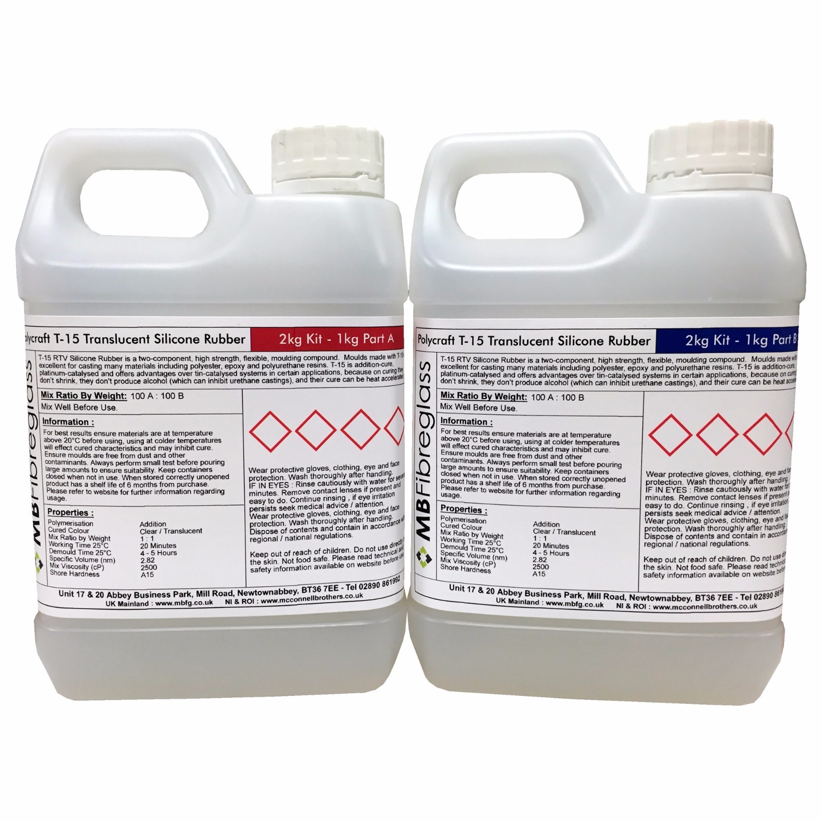 Polycraft T15 Translucent Addition Cure Silicone Rubber Shore A15 2kg Kit (T-15)