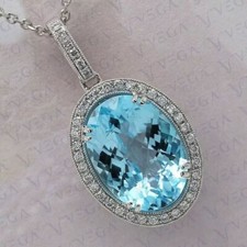 5.60ct Oval Cut Natural Aquamarine and Diamon...