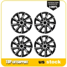 4 X 16" Universal Wheel Cover Kit Plastic Black&Silver Rim Covers For All Makes