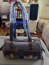 Maxx New York Leather Adjustable Double Handle Handbag Denim Blue Nwt
