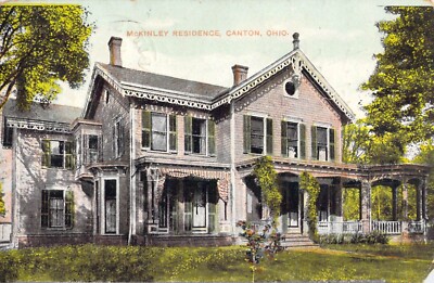 Vtg Postcard McKinley Residence Canton Ohio 1910 Postmark Victorian House