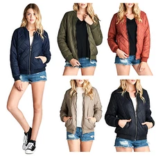 NE PEOPLE WOMEN’S Quilted Padding Bomber Jacket S-3XL [NEWJ2049]