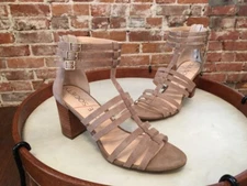 Sole Society Elise Taupe Suede Gladiator Block Heel Sandals NEW