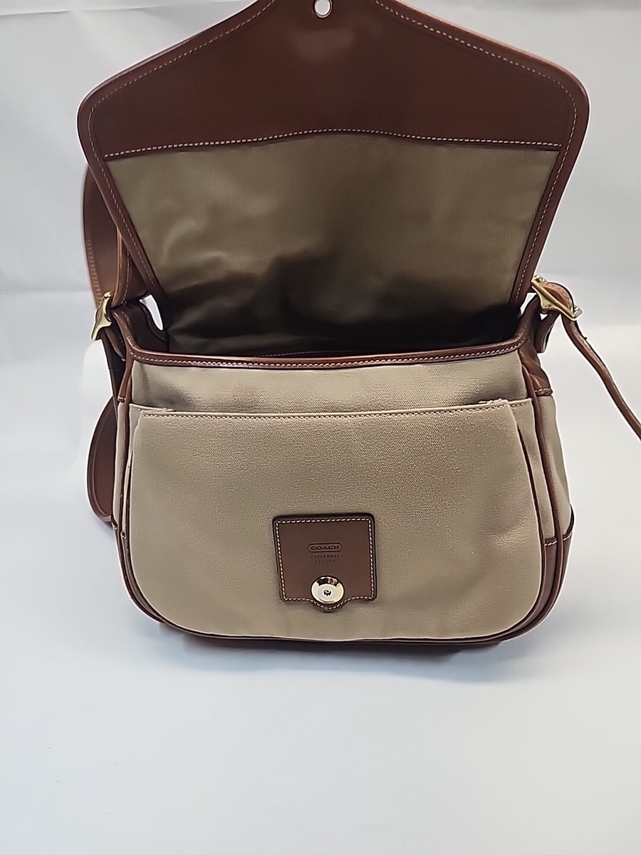 Coach Messenger Crossbody Canvas Leather 9122 Khaki Canvas