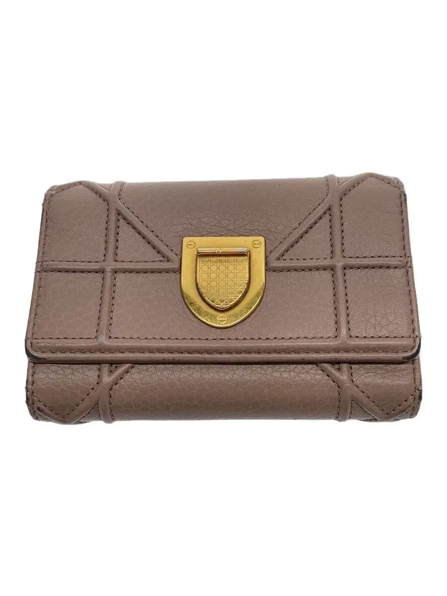 Portefeuille Christian Dior plié triple cuir rose femme occasion