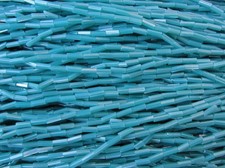 Czech Glass Bugle Beads 5mm Op turquoise luster