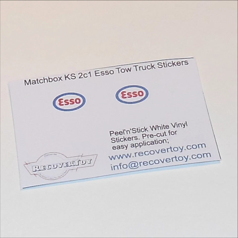 Matchbox Lesney King Size K  2c Scammell Wrecker Tow Truck Esso Sticker Set - Image 2 of 4