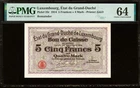Luxembourg - Etat du Grand-Duche 5 Franken = 4 Mark 1914 Pick-23r CH UNC PMG 64
