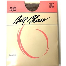 NEW Vintage Bill Blass Nylon Thigh Highs Pantyhose Suntan ONE SIZE Fits 8 1/2-11