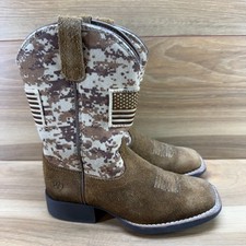 ARIAT Patriot Western Boots Little Boys Kids 11 Brown Camo American Flag
