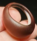 VTG Sz 7 Frosted Plum Art Glass White Inside Artesian Ring — photo 2