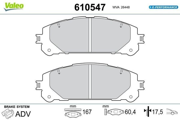 Valeo BremsbeläGe Bremsbelagsatz BremsklöTze E-PERFORMANCE Vorne 610547-image