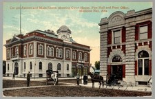Canada MEDICINE HAT Alberta Postcard 1916 4th Avenue & Main Street Court House