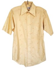 Vintage 1960s Van Heusen 417 Floral Print Mens Dress Shirt Size 14 1/2