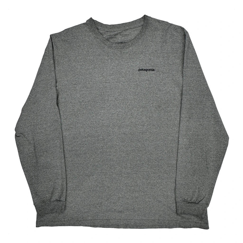 Responsibili-Tee Patagonia Graphic Long Sleeve T-Shirt - 2XL Gray Cotton