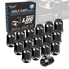 Golf Cart Black Lug Nuts, Metric 12MMx1.25 Pack of 16 (Black)