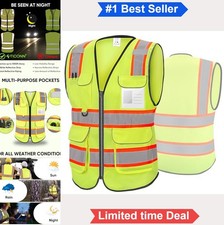 Reflective Safety Vest High Visibility Class II Mesh Vest ANSI 360 for Adult