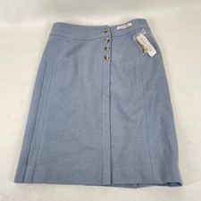 Pendleton Wool Skirt Light Blue Button Front A-Line Lined Made in USA Size 8 NWT