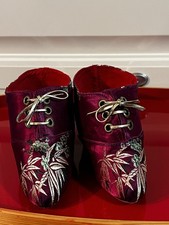 Vintage Bound Feet Shoes Lotus Chinese Embroidered Fabric Malaysia WAH AIK Shoe