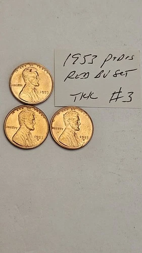 wheat penny lot 1953,1953-D,1953-S RED BU LINCOLN CENT 1953D,1953S RED UNC SET 3