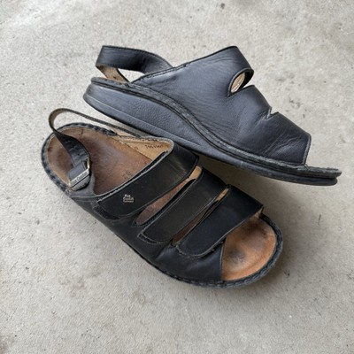 Finn Comfort Womens Black Leather Strappy Sandals Sz 39 US 8-8.5 Made In Germany