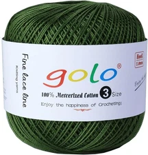 golo Crochet Thread Size 3 Yarn for Hand Knitting 4 Balls 623 Fruit Green 