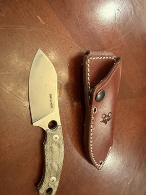 GiantMouse GMF1-XL Fixed Blade in N690 & Canvas Micarta + Italian Leather Sheath