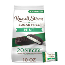 RUSSELL STOVER Sugar Free Dark Chocolate Mint Patties Candy, 10 oz. bag
