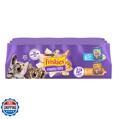 Purina Friskies Meaty Bits Ocean Fish Chicken Dinner Gravy Multi Cat Wet Food 12