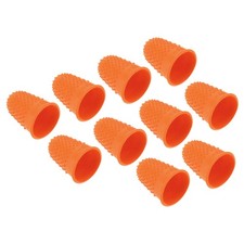 10Pcs Rubber Finger Tips Thumb Protector Thimble Grip Orange Large Size