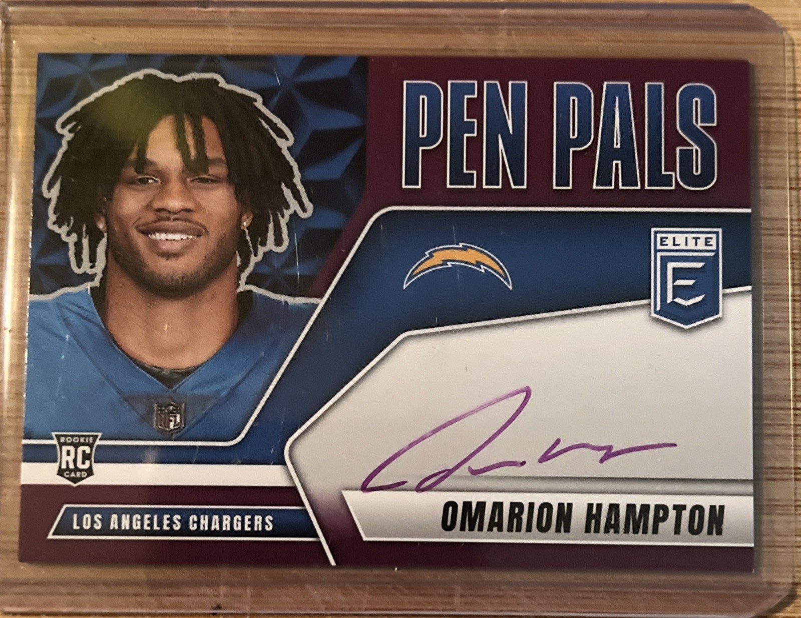 2025 Panini Donruss Elite - Pen Pals Omarion Hampton #PP-OHA Purple Ink (RC)