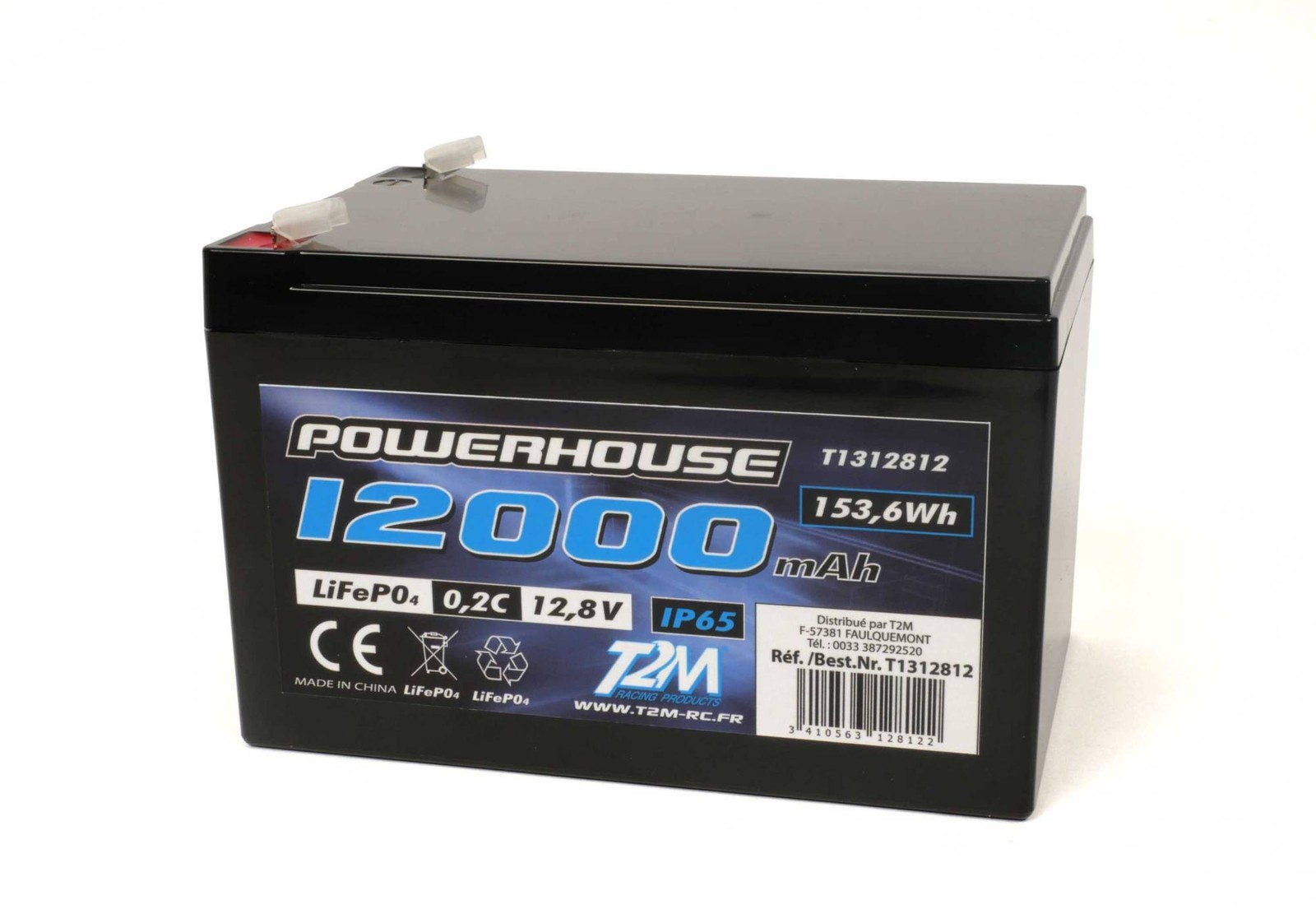 Batterie LiFePo4 12V 12Ah T2M a decharge lente et haute autonomie T1312812