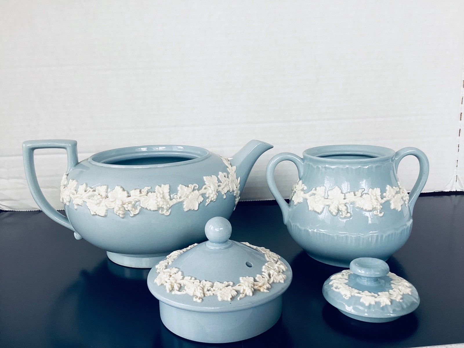 Wedgwood Queensware Cream on Lavender Teapot & Sugar Bowl