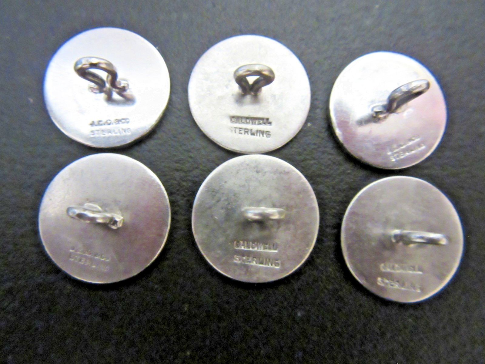 J.E. Caldwell & CO. Sterling Silver Antique Shank Buttons 15 gr. 1/2" ; 15 mm.