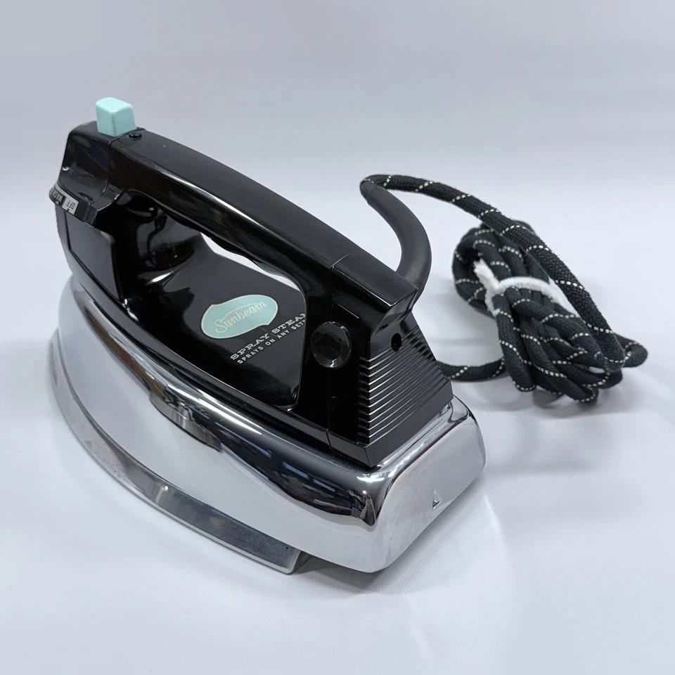 Plancha de vapor o seca Sunbeam Spray vintage modelo SS-A EE. UU. negra y cromada - funciona Foto 4 de 4