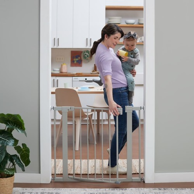 #ad Pressure Mounted Baby Gate for Doorways with Walk Through Door No Drill $75.00