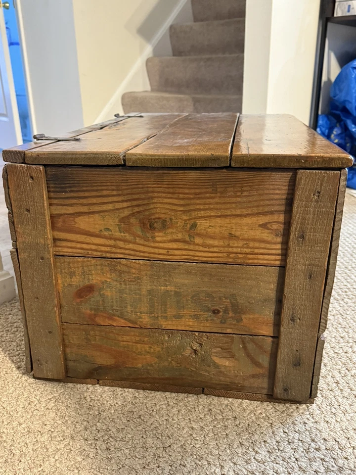 Antigua caja de envío de madera de café tostado Arbuckles con tapa 29x19x16 Foto 4 de 4